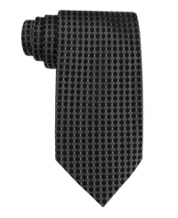 Earn your next tropical vacation in sleek style when you tie on this subtle refined print from Donald Trump. Earn your next tropical vacation in sleek style when you tie on this subtle refined print from Donald Trump.