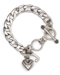 Juicy Couture Girl's Chain Link Starter Bracelet w Heart & J Charms Silver Juicy Couture Girl's Chain Link Starter Bracelet w Heart & J Charms Silver