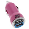 BIRUGEAR Metalic Hot Pink 2-Port (2.1A Output 10W) USB Car Charger Adapter for Apple iPhone® 5, 5th Generation, iPad ® Mini Tablet