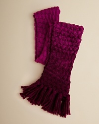 With a soft, rich knit and cool gradient print, Echo's cozy scarf makes wintertime style a breeze. With a soft, rich knit and cool gradient print, Echo's cozy scarf makes wintertime style a breeze.