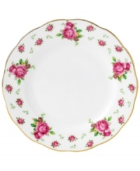 Revive a classic dinnerware pattern with the Vintage bread and butter plate. Lush pink blossoms plucked from the Old Country Roses collection flower on white bone china with a ruffled gold edge. Revive a classic dinnerware pattern with the Vintage bread and butter plate. Lush pink blossoms plucked from the Old Country Roses collection flower on white bone china with a ruffled gold edge.