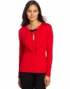 Jones New York Women's Petite Jewel Neck Top