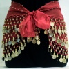 Red Belly Dance Skirt With Gold Coins (Great Gift Idea)