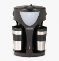 Toastess TFC-42T Silhouette 800-Watt Twin Coffeemaker with 2 Thermal Travel Mugs Toastess TFC-42T Silhouette 800-Watt Twin Coffeemaker with 2 Thermal Travel Mugs