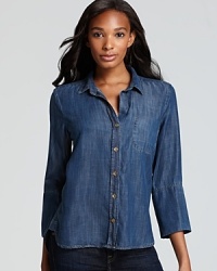 This chic, denim-look Bella Dahl shirt adds stylish, western-inspired flair to your casual wardrobe. This chic, denim-look Bella Dahl shirt adds stylish, western-inspired flair to your casual wardrobe.