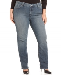 Featuring shaping panels for a flattering fit, Not Your Daughter's Jeans' plus size straight leg jeans are must-haves for your casual wardrobe. Featuring shaping panels for a flattering fit, Not Your Daughter's Jeans' plus size straight leg jeans are must-haves for your casual wardrobe.