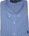 Polo Ralph Lauren Custom-Fit Micro Check Dress Shirt (18 Neck 34/35 Sleeve, Blue/White)