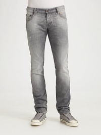 OURS EXCLUSIVELY. All the fading and whiskering of a longtime favorite, carefully replicated in slim-fitting Italian stretch denim. Five-pocket style Button fly Inseam, about 32 Cotton/elastane; machine wash Made in Italy OURS EXCLUSIVELY. All the fading and whiskering of a longtime favorite, carefully replicated in slim-fitting Italian stretch denim. Five-pocket style Button fly Inseam, about 32 Cotton/elastane; machine wash Made in Italy