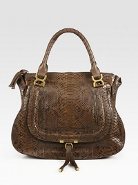 Vegetable-dyed python skin in a contoured silhouette finished with signature tonal strips.Double top handles, 6¼ dropTop zip closureOne outside open pocketOne inside zip pocketOne inside open pocketCotton lining17W X 13¾'H X 5¾DImported Vegetable-dyed python skin in a contoured silhouette finished with signature tonal strips.Double top handles, 6¼ dropTop zip closureOne outside open pocketOne inside zip pocketOne inside open pocketCotton lining17W X 13¾'H X 5¾DImported