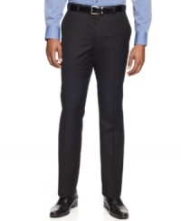 You'll have no problem taking care of business in these versatile flat-front striped dress pants from Perry Ellis. You'll have no problem taking care of business in these versatile flat-front striped dress pants from Perry Ellis.