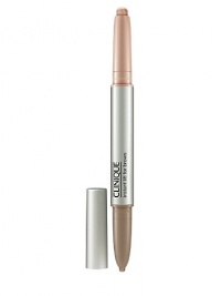 Two-in-one automatic brow pencil and pearlized highlighter duo creates contrast and definition to give your eyes a virtual lift. First, fill-in and shape brows with the long-wearing natural-looking pencil. Then optically boost brow arches with the universal highlighter shade, stroked on just below brow hairs. 