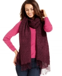 Add a splash of color to your favorite winter sweater with this airy scarf by Echo. Covered in subtle pineapple pleats for a demure look. Add a splash of color to your favorite winter sweater with this airy scarf by Echo. Covered in subtle pineapple pleats for a demure look.