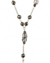 Chan Luu Silver Feather on Silver with Semi Precious Agate Stones Chain Necklace