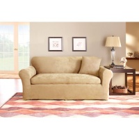 Sure Fit Stretch Suede 3-Piece Sofa Slipcover, Taupe Sure Fit Stretch Suede 3-Piece Sofa Slipcover, Taupe