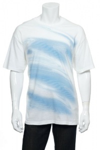 Alfani White Pure (white with light blue Graphic SS V-Neck T-Shirt