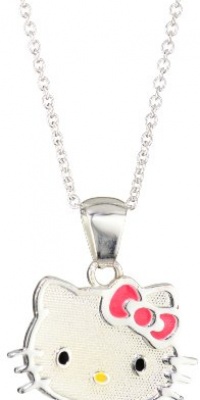 Hello Kitty Girl's Sterling Silver Pink Bow Pendant Necklace and Chain Hello Kitty Girl's Sterling Silver Pink Bow Pendant Necklace and Chain