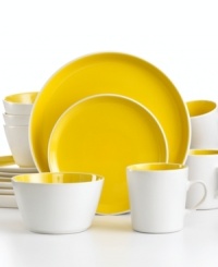 Made to last and easy to love, Oneida's Color Burst dinnerware boasts everyday durability and a modern two-tone design. A treat for tables of four, this set combines bright white and lemon yellow in clean coupe shapes.