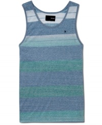 When the temperature rises, this striped tank from Hurley keeps you going strong. When the temperature rises, this striped tank from Hurley keeps you going strong.