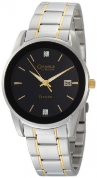 Caravelle by Bulova Men's 45D105 Diamond Black Dial Bracelet Watch Caravelle by Bulova Men's 45D105 Diamond Black Dial Bracelet Watch