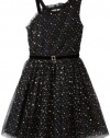 Bloome Girls 7-16 Faux One Shoulder Sparkle Dress, Black, 10