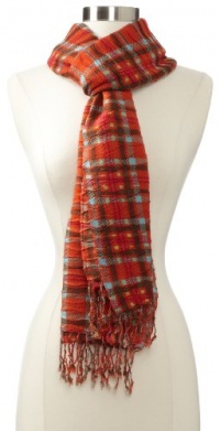 Echo Design Women's Plaid Pineapple Wrap, Terracotta, One Size Echo Design Women's Plaid Pineapple Wrap, Terracotta, One Size