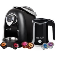 CBTL Kaldi 9910 Single-Cup Brewer with Espresso, Coffee, Tea and Milk Frother Bundle, Black