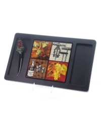 A fine vintage. With old-world corkscrew, grape and stemware prints, the Vintage Wine cheese cutting board gives your table a warm and cozy wine-bar feel. From Certified International serveware, this collection of cheese boards includes a serrated cheese knife that features a sculpted grape handle. A fine vintage. With old-world corkscrew, grape and stemware prints, the Vintage Wine cheese cutting board gives your table a warm and cozy wine-bar feel. From Certified International serveware, this collection of cheese boards includes a serrated cheese knife that features a sculpted grape handle.