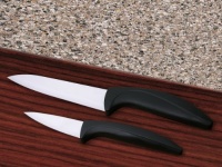 Ultra-Sharp, Comfort-Grip Ceramic Paring and Santoku Knife Set, with White Blade and Black Handle Ultra-Sharp, Comfort-Grip Ceramic Paring and Santoku Knife Set, with White Blade and Black Handle