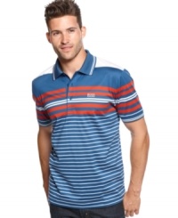 Don't let the silhouette fool you - this striped polo from BOSS Green has sporty style too. Don't let the silhouette fool you - this striped polo from BOSS Green has sporty style too.