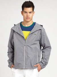 Top of your casual ensemble the right way with this check print, hooded anorak, lightweight and versatile enough to take you from this season to the next.Zip-frontAttached drawstring hoodSide slash pocketsAbout 28 from shoulder to hemPolyamideMachine washImported Top of your casual ensemble the right way with this check print, hooded anorak, lightweight and versatile enough to take you from this season to the next.Zip-frontAttached drawstring hoodSide slash pocketsAbout 28 from shoulder to hemPolyamideMachine washImported