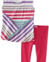 Splendid Littles Girls 2-6X Tropical Stripe Top And Legging Set, Luau, 5/6