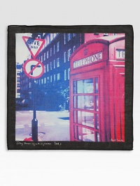 A colorful photograph of the iconic city of London set in Italian cotton.13 x 13CottonDry cleanMade in Italy A colorful photograph of the iconic city of London set in Italian cotton.13 x 13CottonDry cleanMade in Italy