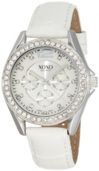 XOXO Women's XO3186 Rhinestone Accent Dial White Crocodile Strap Watch XOXO Women's XO3186 Rhinestone Accent Dial White Crocodile Strap Watch