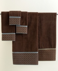 All-around chic in sophisticated shades, the Cobblestone wash towel features a contemporary circle pattern with coordinating ribbon. In 100% cotton for superior comfort in addition to style. All-around chic in sophisticated shades, the Cobblestone wash towel features a contemporary circle pattern with coordinating ribbon. In 100% cotton for superior comfort in addition to style.