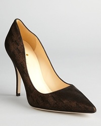 Have it all with these kate spade new york pumps: in licorice black with a subtle, bronzy checkboard overlay, you can pair them up with blacks or browns. Have it all with these kate spade new york pumps: in licorice black with a subtle, bronzy checkboard overlay, you can pair them up with blacks or browns.