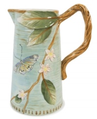 A charming part of any casual landscape, this fanciful pitcher from Fitz and Floyd combines all the special details of the elaborate Toulouse collection, from its sculpted blooms and twig handle to colorful butterflies. A charming part of any casual landscape, this fanciful pitcher from Fitz and Floyd combines all the special details of the elaborate Toulouse collection, from its sculpted blooms and twig handle to colorful butterflies.