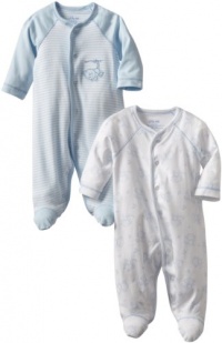 Little Me Baby-Boys Newborn Monkey 2 Pack Footie, White/Light Blue, 9 Months Little Me Baby-Boys Newborn Monkey 2 Pack Footie, White/Light Blue, 9 Months