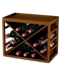 Store and stack. Made of sturdy, walnut-stained hardwood, each Cube Stack X wine rack fits securely onto the next, providing plenty of storage space for the burgeoning wine collector. Great for the countertop or from floor to ceiling. Store and stack. Made of sturdy, walnut-stained hardwood, each Cube Stack X wine rack fits securely onto the next, providing plenty of storage space for the burgeoning wine collector. Great for the countertop or from floor to ceiling.