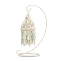 Gifts & Decor White Fancy Antique Lattice Candle Lantern with Stand Gifts & Decor White Fancy Antique Lattice Candle Lantern with Stand