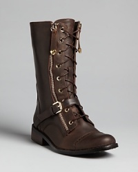 These Love Moschino lace up boots are flatly fashionable, with luxe gold hardware and signature heart-shaped zipper pulls-love them. These Love Moschino lace up boots are flatly fashionable, with luxe gold hardware and signature heart-shaped zipper pulls-love them.