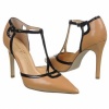 Ivanka Trump Women's Ginger T-Strap Pump,Camel/Black,8.5 M US