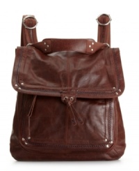 The Ventura backpack by The Sak displays an adventurous sense of style, with a metallic leather finish and convertible straps that transform it into a messenger purse! The Ventura backpack by The Sak displays an adventurous sense of style, with a metallic leather finish and convertible straps that transform it into a messenger purse!