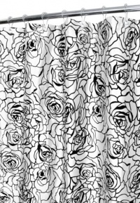 Park B. Smith Cabbage Rose Watershed Shower Curtain, White/Black Park B. Smith Cabbage Rose Watershed Shower Curtain, White/Black