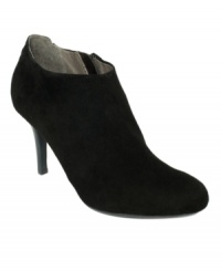 Try on DKNYC's Samira booties and watch as the smooth suede and thin heel top off your look with elegant style. Try on DKNYC's Samira booties and watch as the smooth suede and thin heel top off your look with elegant style.