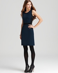 Satin insets lend luxe dimension to an essential DKNY sheath dress for an effortless desk-to-drinks style. Spice up the silhouette with a shot of silver accents. Satin insets lend luxe dimension to an essential DKNY sheath dress for an effortless desk-to-drinks style. Spice up the silhouette with a shot of silver accents.