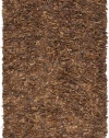 Safavieh Leather Shag Collection Metro Handmade Saddle Leather Square Area Rug, Brown