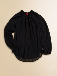 An airy, long-sleeved top is given a glam update with a smocked neckline and Swiss-dot overlay.Smocked necklineLong sleevesFront keyhole buttonRound hemPolyester/Modal/CottonHand washImported Please note: Number of buttons may vary depending on size ordered. An airy, long-sleeved top is given a glam update with a smocked neckline and Swiss-dot overlay.Smocked necklineLong sleevesFront keyhole buttonRound hemPolyester/Modal/CottonHand washImported Please note: Number of buttons may vary depending on size ordered.