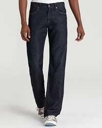 A hip downtown jean with a dark wash, constructed with a relaxed, straight leg for maximum comfort. A hip downtown jean with a dark wash, constructed with a relaxed, straight leg for maximum comfort.