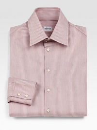 Smart, sophisticated stripes are tailored in refined cotton, offering a pop of color to your boardroom basics.Button-frontSpread collarCottonDry CleanImported Smart, sophisticated stripes are tailored in refined cotton, offering a pop of color to your boardroom basics.Button-frontSpread collarCottonDry CleanImported