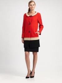 Colorblocking is everywhere including this stylish wool coat. Its subtle cocoon silhouette and curved collar are impossible to resist.Curved collarButton frontSlash pocketsFully linedAbout 34 from shoulder to hemWoolDry cleanImported Model shown is 5'10½ (179cm) wearing US size 4. Colorblocking is everywhere including this stylish wool coat. Its subtle cocoon silhouette and curved collar are impossible to resist.Curved collarButton frontSlash pocketsFully linedAbout 34 from shoulder to hemWoolDry cleanImported Model shown is 5'10½ (179cm) wearing US size 4.
